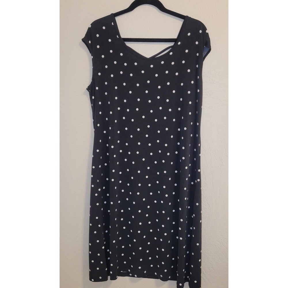 Christopher & Banks Womens Dress Black and White Polka Dots Sleevleless Sz L